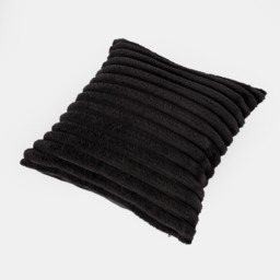 OHS 2 Pack Faux Fur Thick Ribbed Cushion Covers - Black - thumbnail 2