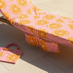 OHS Oranges Print Beach Towel in a Bag - Pink - thumbnail 2