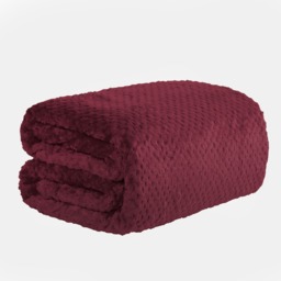 OHS Waffle Fleece Throw, Burgundy - 200 x 240cm - thumbnail 2