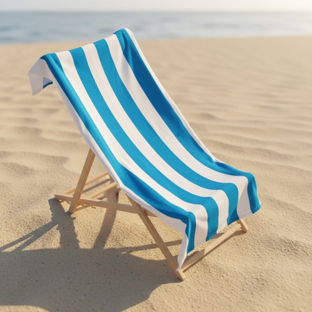 OHS Vertical Stripe Beach Towel - Sea Blue - image 1