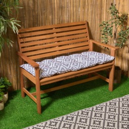 OHS 2-Seater Indoor/Outdoor Geometric Print Foam Bench Pad - Grey/White - thumbnail 2