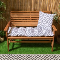 OHS 2-Seater Indoor/Outdoor Geometric Print Foam Bench Pad - Grey/White - thumbnail 3