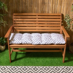 OHS 2-Seater Indoor/Outdoor Geometric Print Foam Bench Pad - Grey/White