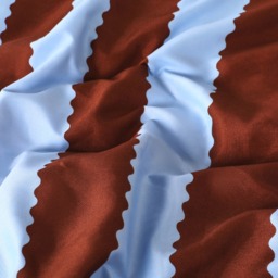 OHS Wiggle Stripe Print Frill Edge Duvet Cover Set, Brown/Blue - King - thumbnail 3