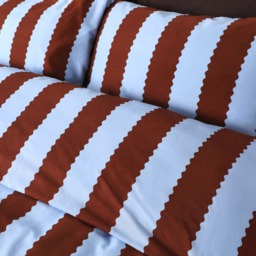 OHS Wiggle Stripe Print Frill Edge Duvet Cover Set, Brown/Blue - King - thumbnail 2