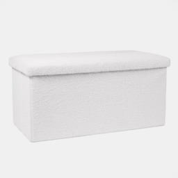 OHS Bouclé Foldable Rectangle Storage Ottoman - White - thumbnail 4
