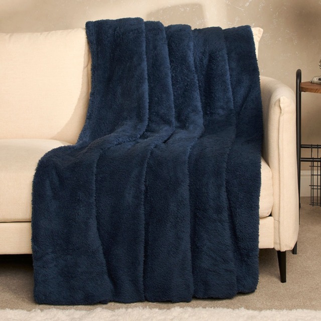 OHS Teddy Fleece Throw, Navy - 150 x 200cm - image 1