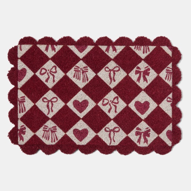 OHS Scallop Edge Harlequin Printed Coir Mat - Burgundy - image 1