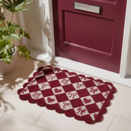 OHS Scallop Edge Harlequin Printed Coir Mat - Burgundy