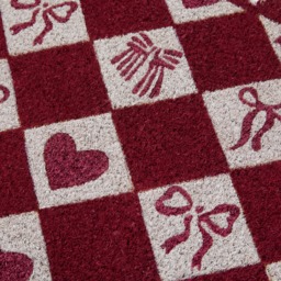 OHS Scallop Edge Harlequin Printed Coir Mat - Burgundy - thumbnail 4