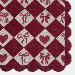 OHS Scallop Edge Harlequin Printed Coir Mat - Burgundy - thumbnail 2