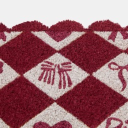 OHS Scallop Edge Harlequin Printed Coir Mat - Burgundy - thumbnail 3