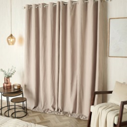 OHS Embossed Arches Eyelet Curtains, Natural - 90 x 90in - thumbnail 3