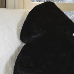 OHS Faux Fur Winter Tree Cushion - Black - thumbnail 2