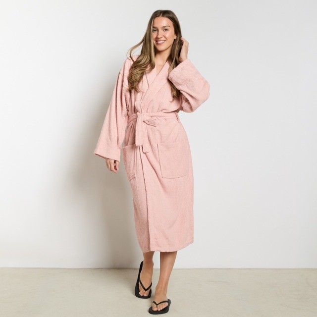 OHS 100% Cotton Towelling Dressing Gown, Adults - Blush Pink - image 1