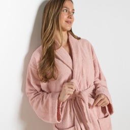 OHS 100% Cotton Towelling Dressing Gown, Adults - Blush Pink - thumbnail 3