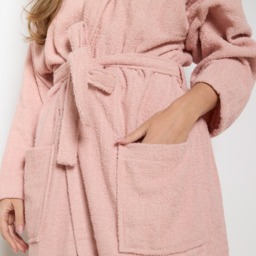 OHS 100% Cotton Towelling Dressing Gown, Adults - Blush Pink - thumbnail 4