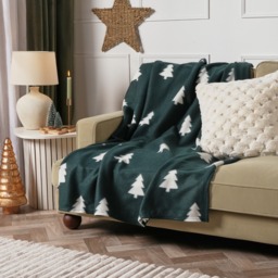 OHS Christmas Tree Print Fleece Throw - Green