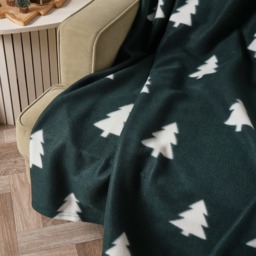 OHS Christmas Tree Print Fleece Throw - Green - thumbnail 3