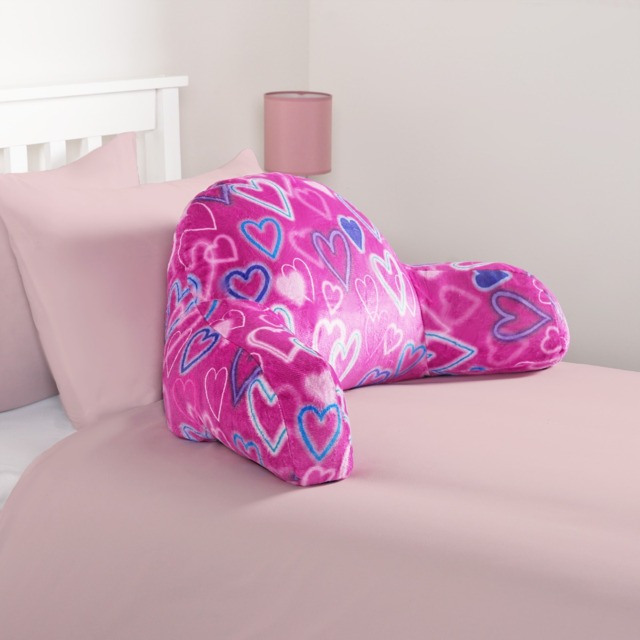 OHS Kids Neon Hearts Fleece Cuddle Cushion - Pink - image 1