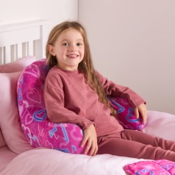 OHS Kids Neon Hearts Fleece Cuddle Cushion - Pink - thumbnail 3