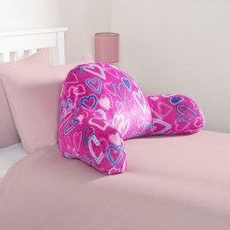OHS Kids Neon Hearts Fleece Cuddle Cushion - Pink - thumbnail 1