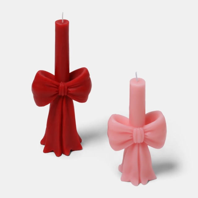 OHS 2 Pack Bow Candle - Pink/Red - image 1