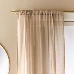 OHS Linen Look Slot Top Voile Curtains  - Mink - thumbnail 3