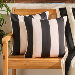 OHS Indoor/Outdoor Stripe Print Cushion Covers, Monochrome - 45 x 45cm - thumbnail 2
