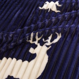OHS Cosy Stag Ribbed Fleece Duvet Set, Navy - Double - thumbnail 4
