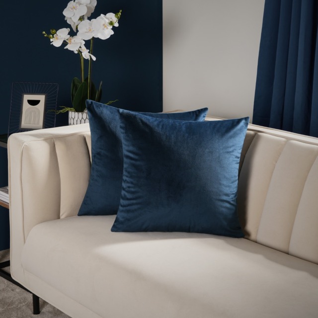 OHS 2 Pack Matte Velvet Cushion Covers, Navy - 45 x 45cm - image 1
