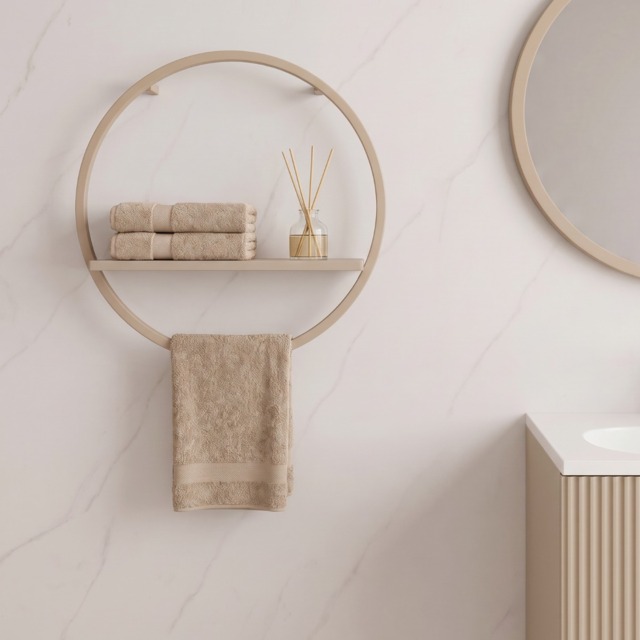 OHS Circle Towel Holder With Shelf - Natural - image 1