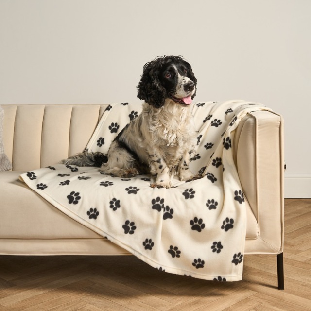 OHS Pet Paw Print Fleece Throw - Cream - image 1