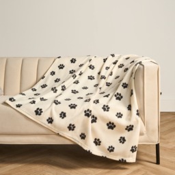OHS Pet Paw Print Fleece Throw - Cream - thumbnail 2