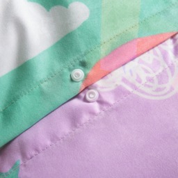 OHS Unicorn & Rainbows Reversible Duvet Cover Set, Green/Purple - Single - thumbnail 5
