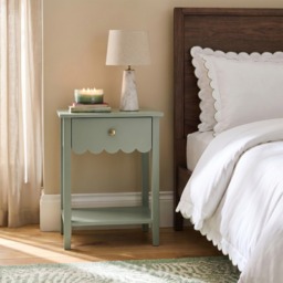 OHS Scalloped 1-Drawer Bedside Table - Sage Green