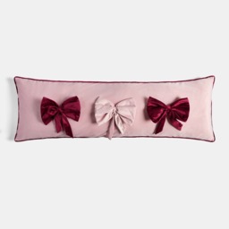 OHS Bow Detail Bolster Pillow - Pink/Burgundy