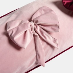 OHS Bow Detail Bolster Pillow - Pink/Burgundy - thumbnail 2