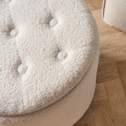 OHS Boucle Button Top Storage Ottoman - Cream - thumbnail 2