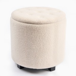 OHS Boucle Button Top Storage Ottoman - Cream - thumbnail 3