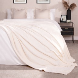 Luxury Waffle Single Throw -Cream - thumbnail 1