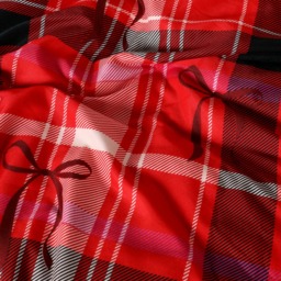 OHS Bow Check Frill Edge Duvet Cover Set, Red - King - thumbnail 3