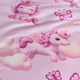 OHS Unicorn Fun Print Duvet Cover Set, Lilac - Double - thumbnail 5