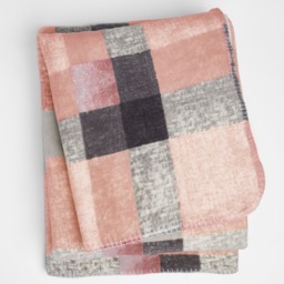 OHS Tartan Check Fleece Throw, 150 x 180cm - Blush - thumbnail 2