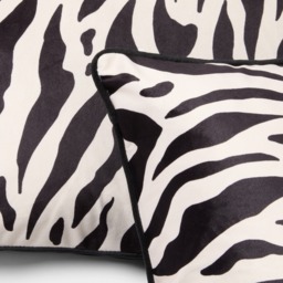 OHS Zebra Print Matte Velvet Cushion Covers, Monochrome - 45 x 45cm - thumbnail 4