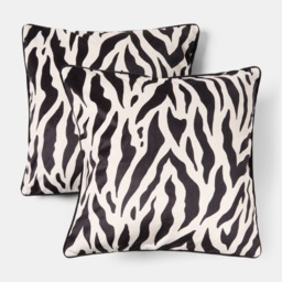 OHS Zebra Print Matte Velvet Cushion Covers, Monochrome - 45 x 45cm - thumbnail 3