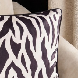 OHS Zebra Print Matte Velvet Cushion Covers, Monochrome - 45 x 45cm - thumbnail 2