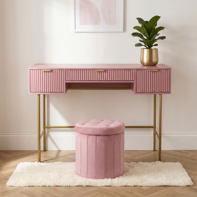 OHS Ribbed Dressing Table - Deep Blush - image 1