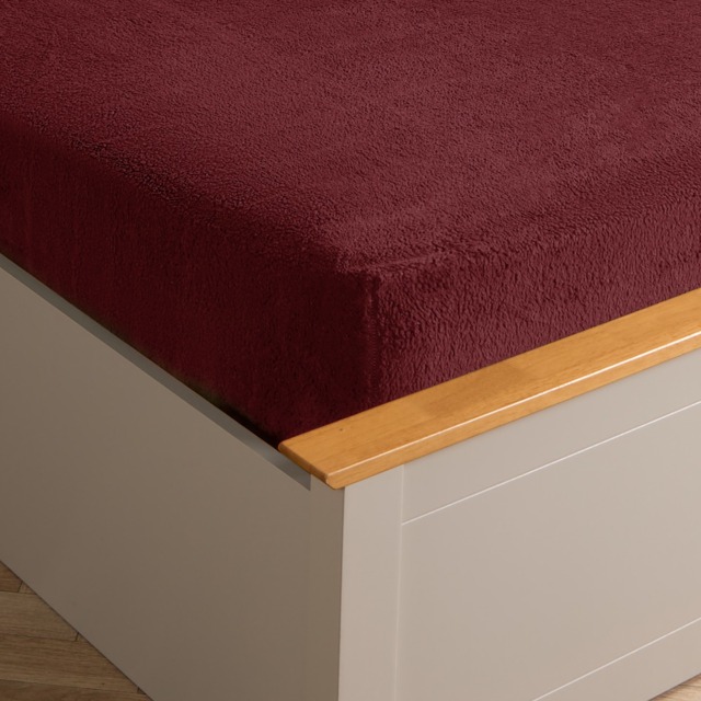 OHS Teddy Fleece Fitted Sheet, Burgundy - Double - image 1