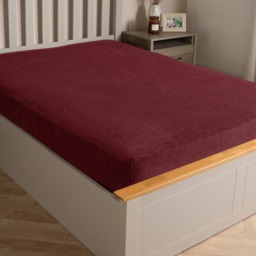 OHS Teddy Fleece Fitted Sheet, Burgundy - Double - thumbnail 2